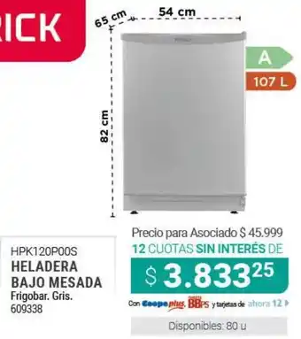 Cooperativa Obrera HPK120P00S Heladera Bajo Mesada oferta
