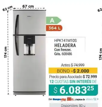 Cooperativa Obrera HPK141M10S Heladera Con Freezer oferta