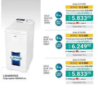 Cooperativa Obrera Dran Lavarropas Carga superior 40x89x60cm oferta