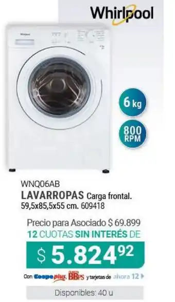 Cooperativa Obrera Whirlpool Lavarropas Carga frontal oferta