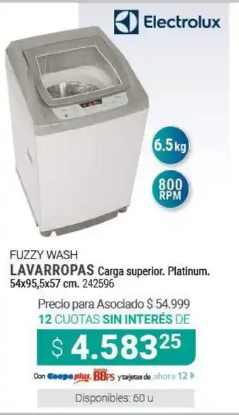 Cooperativa Obrera Electrolux Lavarropas Carga superior, Platinum oferta