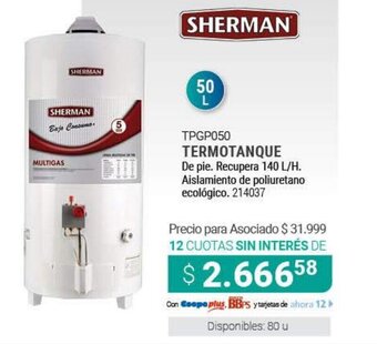 Cooperativa Obrera Sherman Termotanque oferta