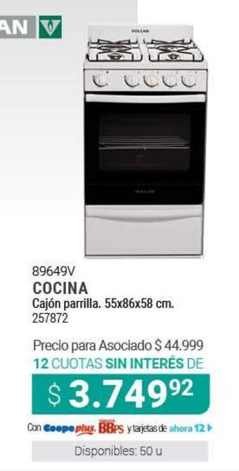 Cooperativa Obrera Cocina Cajón parrilla 55 x86x58cm oferta