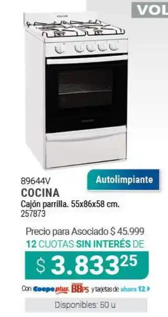 Cooperativa Obrera Cocina Cajón parrilla 55 x86x58cm oferta