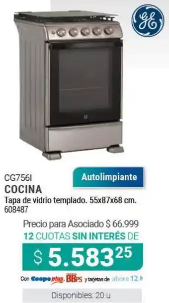 Cooperativa Obrera CG7561 Cocina Tapa de vidrio templado 55x87x68cm oferta