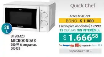 Quick Chef B120M20 Microondas 700W