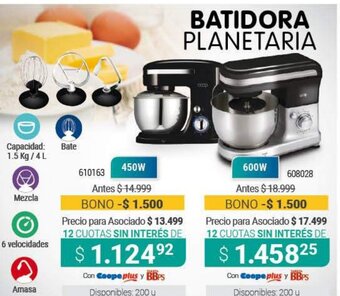 Cooperativa Obrera Batidora Planetaria oferta