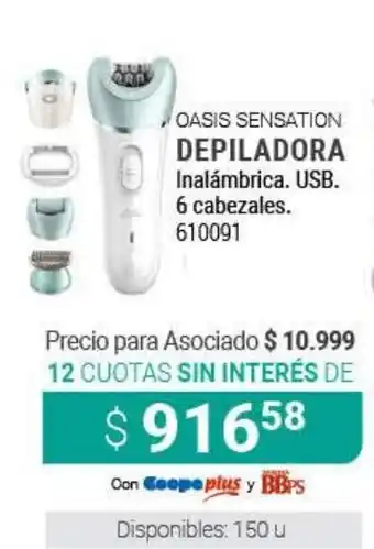 Cooperativa Obrera Oasis Sensation Depiladora Inalámbrica USB oferta