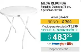 Cooperativa Obrera Mesa Redonda 73cm oferta