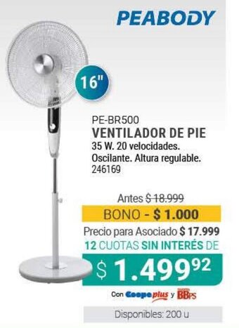 Cooperativa Obrera PE-BR500 Ventilador De Pie oferta