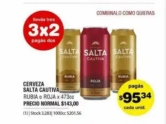 Atomo Conviene Cerveza Salta Cautiva Rubia O Roja x 473cc oferta