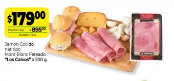 La Anonima "Los Calvos" Jamon Cocido nat tipo Mont Blanc Feteado x 200g oferta