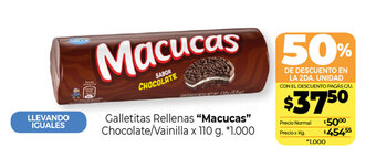 La Anonima "Macucas" Galletitas Rellenas Chocolate/Vainilla x 110g oferta