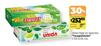 La Anonima "Taragüí/Unión" Yerba Mate en Saquitos x 100 unid. c/u. oferta