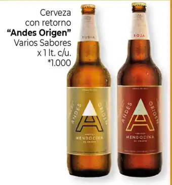 La Anonima "Andes Origen" Cerveza con retorno Varios Sabores x 1 lt. c/u oferta