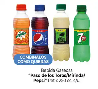 La Anonima "Paso de los Toros/Mirinda/Pepsi" Bebida Gaseosa Pet x 250cc. c/u oferta