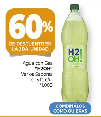 La Anonima "H2OH" Agua con Gas Varios Sabores x 1,5 lt. c/u oferta