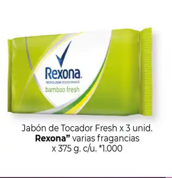 La Anonima "Rexona" Jabón de Tocador Fresh x 3 unid. varias fragancias x 375 g. c/u. oferta
