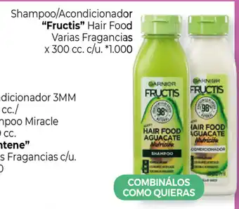 La Anonima "Fructis" Shampoo/Acondicionadór Hair Food Varias Fragancias x 300cc c/u oferta