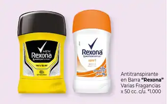 La Anonima "Rexona" Antitranspirante en Barra Varias Fragancias x 50cc. c/u. oferta