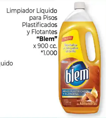 "Blem" Limpiador Líquido para Pisos Plastificados y Flotantes x 900cc