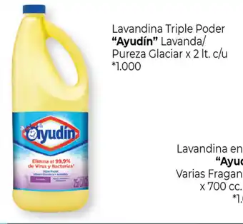La Anonima "Ayudin" Lavandina Triple Poder Lavanda/ Pureza Glaciar x 2 lt. c/u oferta