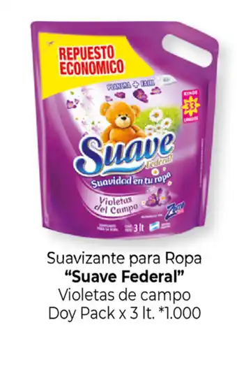 La Anonima "Suave Federal" Suavizante para Ropa Violetas de campo Doy Pack x 3 lt. oferta