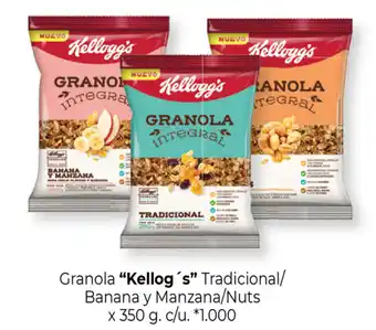 La Anonima "Kellog's" Granola Tradicional/Banana y Manzana/Nuts x 350g. c/u oferta