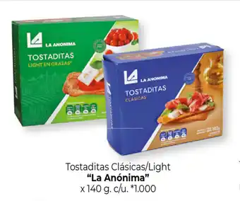 La Anonima "La Anónima" Tostaditas Clásicas/Light x 140g. c/u oferta
