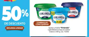 La Anonima "Finlandia" Queso untable Light/Balance bajo en sodio/Clásico x 180g. c/u oferta