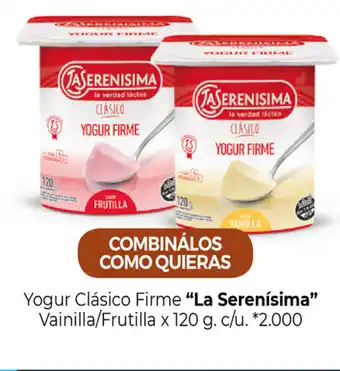 La Anonima "La Serenísima" Yogur Clásico Firme Vainilla/Frutilla x 120g. c/u oferta
