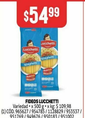 Makro Fideos lucchetti oferta