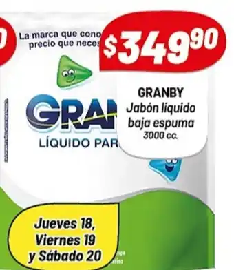 Almacor Granby Jabón Liquido baja espuma 3000cc oferta