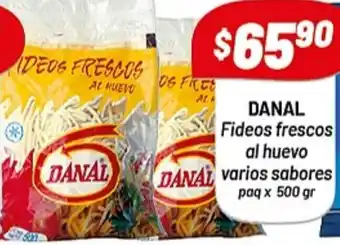 Almacor Danal Fideos frescos al huevos varios sabores paq x 500gr oferta