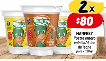 Almacor Manfrey Postre entero vainilla/dulce de leche pote x 120gr oferta