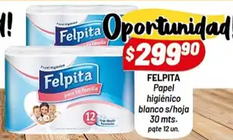 Almacor Felpita Papel higienico blanco s/hoja 30mts oferta