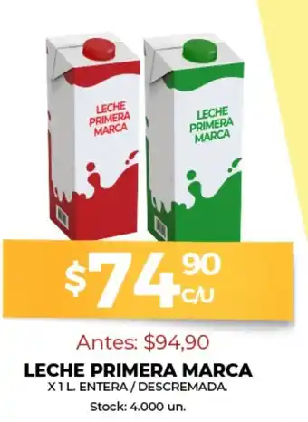 Supermercados Tadicor Leche Primera Marca x 1l Entera/Descremada oferta