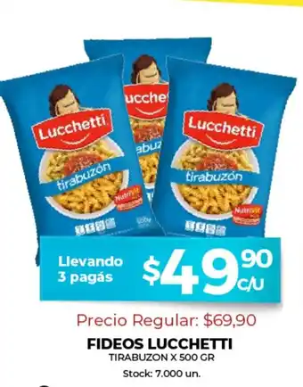 Supermercados Tadicor Fideos Lucchetti Tirabuzon x 500gr oferta