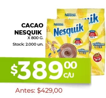 Supermercados Tadicor Cacao Nesquik x 800g oferta