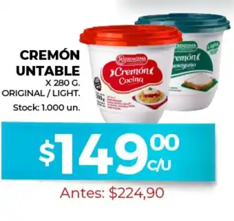 Supermercados Tadicor Cremón Untable x 280g Original/Light oferta