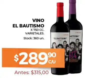 Supermercados Tadicor Vino El Bautismo x 750cc oferta