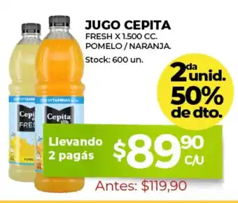 Supermercados Tadicor Jugo Cepita Fresh x 1.500cc Pomelo/Naranja oferta