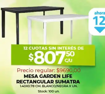 Supermercados Tadicor Mesa Garden Life Rectnagular Sumatra oferta