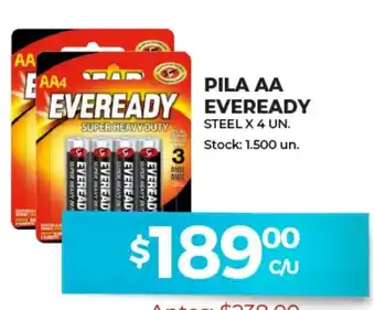 Supermercados Tadicor Eveready Pila AA Eveready Steel x 4un oferta
