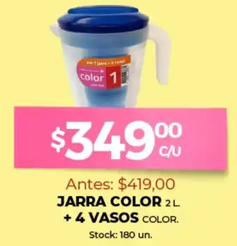 Supermercados Tadicor Jarra Color + 4 Vasos Color oferta