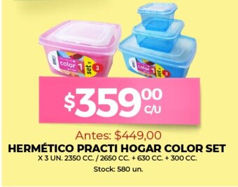 Supermercados Tadicor Hermético Practi Hogar Color Set x 3un 2350cc oferta