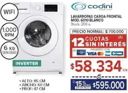 Carrefour Codini lavarropas carga frontal oferta