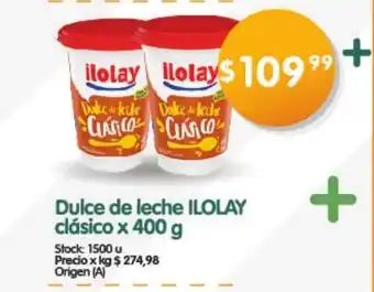 Supermercados Buenos Días Ilolay Dulce de leche clásico x 400g oferta