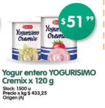 Supermercados Buenos Días Yogurisimo Yogur entero Cremix x 120g oferta