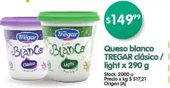 Supermercados Buenos Días Tregar Queso blanco clásico/light x 290g oferta